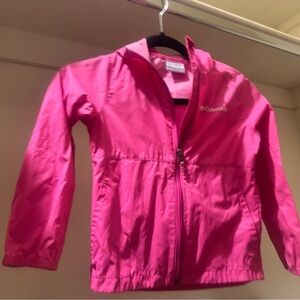 Columbia Girls XS Pink Hooded Rain Jacket / Windbreaker - Good Condition